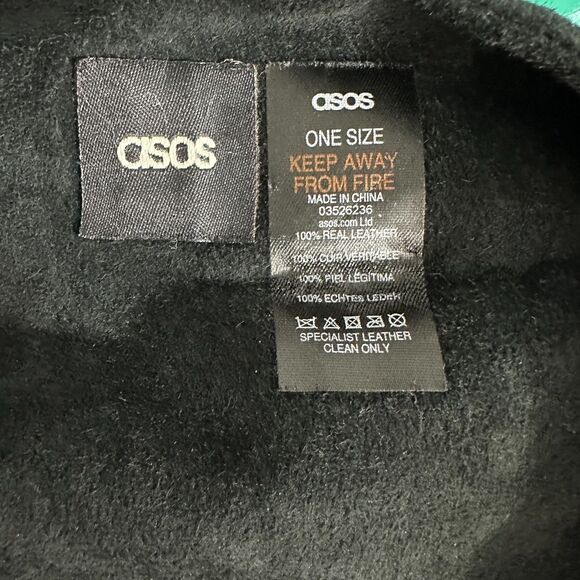 Asos Suede Leather Fringe Shawl Topper Black One Size - Picture 3 of 4